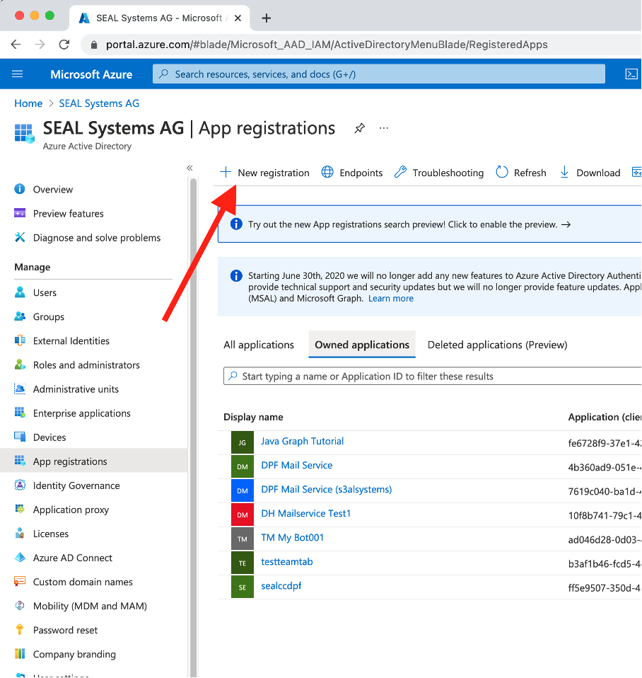 Azure Active Directory App registration